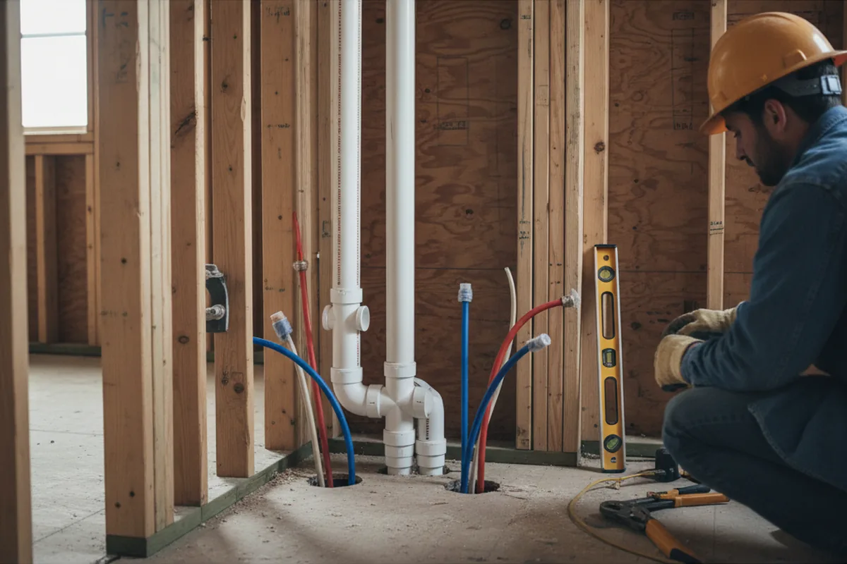 Drain and supply rough-in during Drain Cleaning in Hanna City