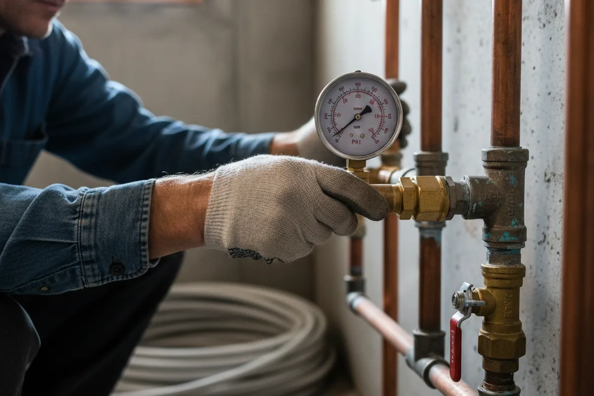 Pressure testing a repaired line during Water Line Repair in Hanna City